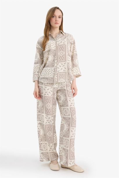 Printed Regular Hem Trousers