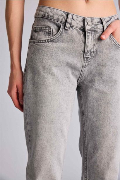 Bootcut Düşük Bel Uzun Jean Yıkamalı Pantolon