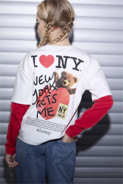 I Love NY Oversıze Tişört Kız Çocuk