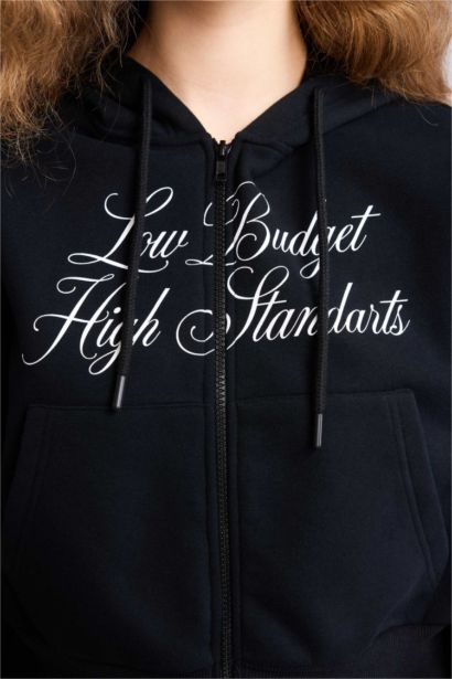 Regular Fit Zipper Printed Cardigan