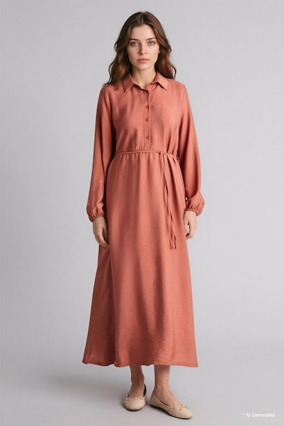 Shirt Collar Maxi Dress