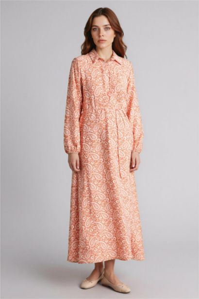 Shirt Collar Printed Dress