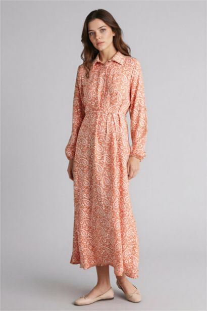 Shirt Collar Printed Dress