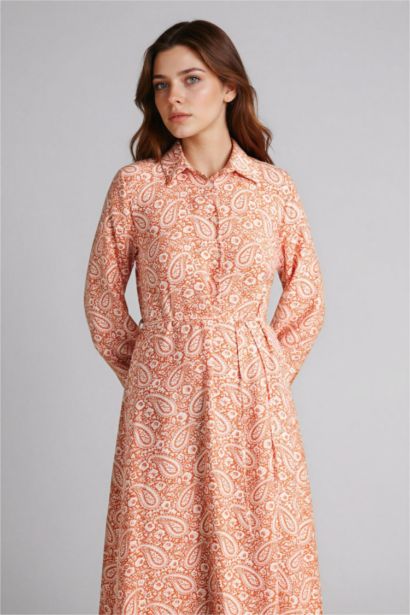 Shirt Collar Printed Dress