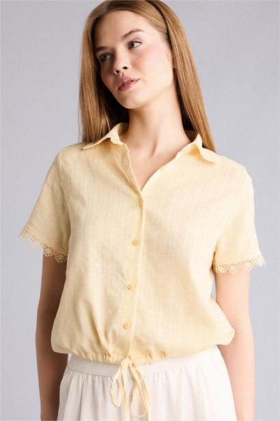 قميص نص كم قصة عادية بياقة بيبي