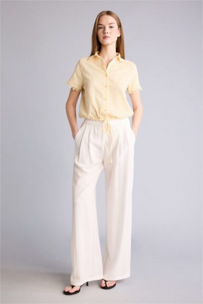 قميص نص كم قصة عادية بياقة بيبي