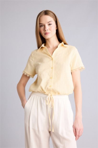 قميص نص كم قصة عادية بياقة بيبي