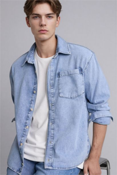 Regular Fıt Pamuklu Uzun Kollu Gömlek