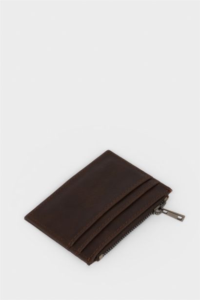 Erkek Fermuarlı Suni Deri Kartlık