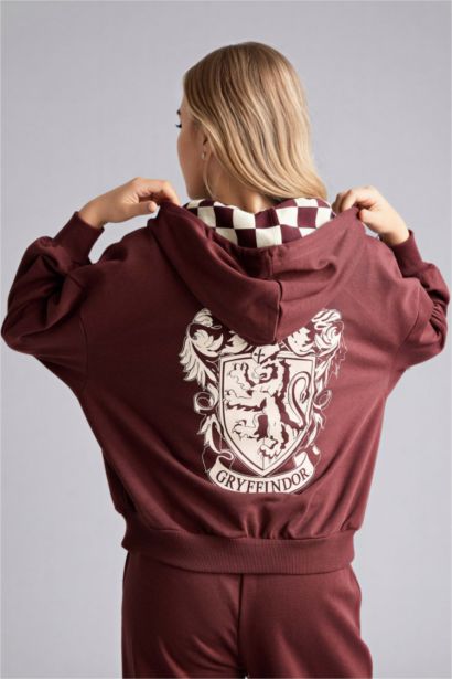 Harry Potter Oversıze Kapüşonlu Fermuarlı Sweatshirt