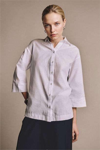 Regular Fit Shirt Collar Long Sleeve Shirt