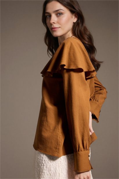 Regular Fit Crinkle Fabric Long Sleeve Tunic