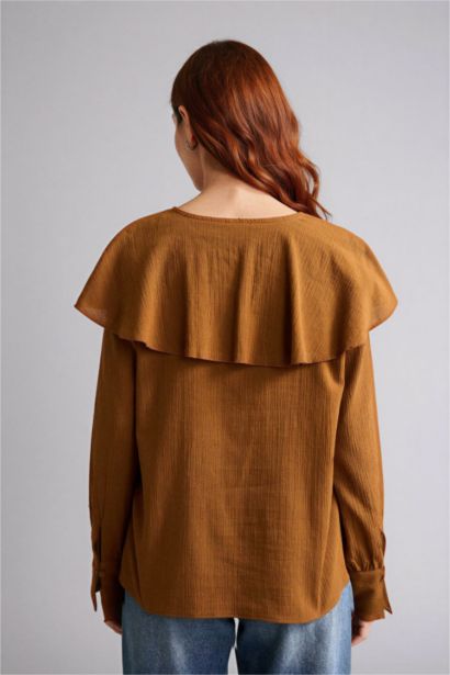 Regular Fit Crinkle Fabric Long Sleeve Tunic