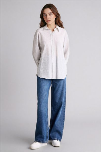 Regular Fit Striped Waffle Textured Tunic