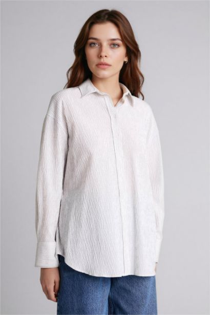 Regular Fit Striped Waffle Textured Tunic