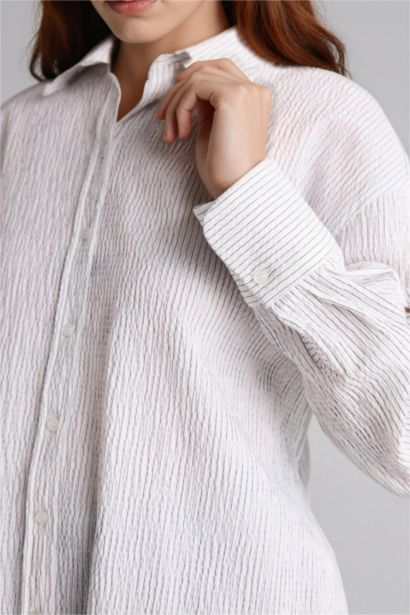 Regular Fit Striped Waffle Textured Tunic