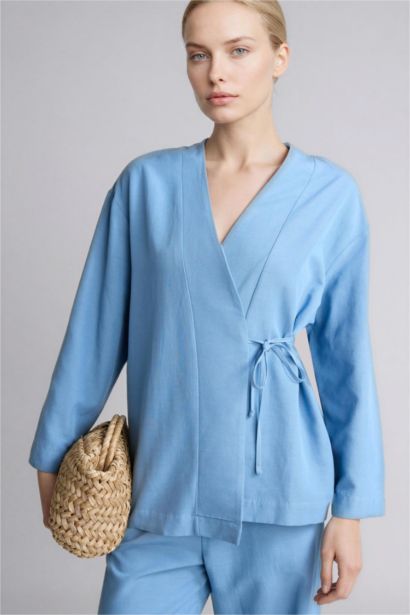 Regular Fıt Keten Karışımlı Uzun Kollu Tunik