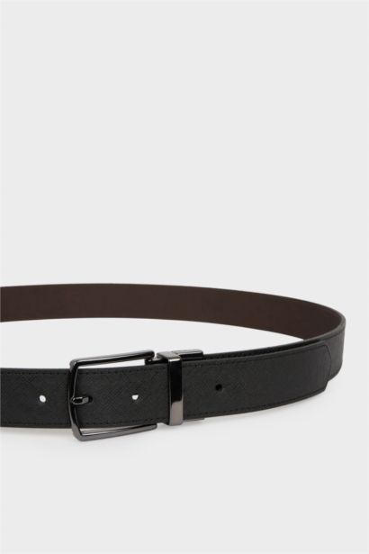 Erkek Dikdörtgen Toka Suni Deri Jean Kemeri