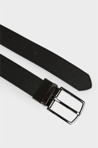 Erkek Dikdörtgen Toka Suni Deri Jean Kemeri