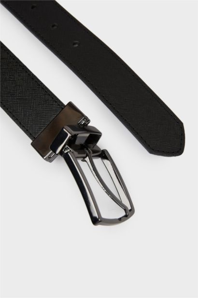 Erkek Dikdörtgen Toka Suni Deri Jean Kemeri