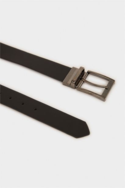 Erkek Dikdörtgen Toka Suni Deri Jean Kemeri