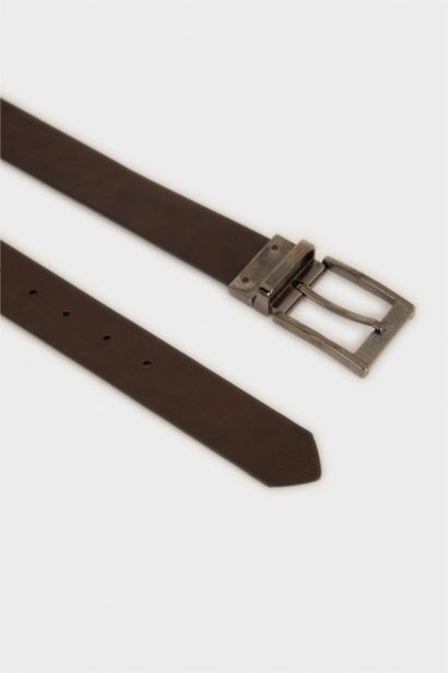 Erkek Dikdörtgen Toka Suni Deri Jean Kemeri