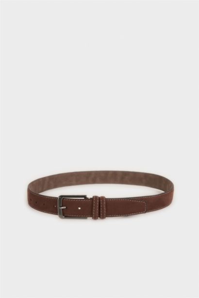 Erkek Dikdörtgen Toka Suni Deri Klasik Kemer