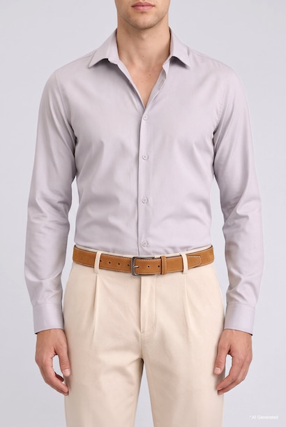 Man Rectangle Clasp Faux Leather Classic Belt