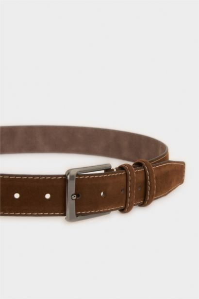 Erkek Dikdörtgen Toka Suni Deri Klasik Kemer