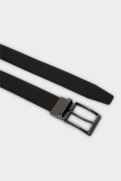 Erkek Çift Taraflı Toka Suni Deri Jean Kemeri