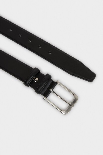 Man Rectangle Clasp Faux Leather Classic Belt