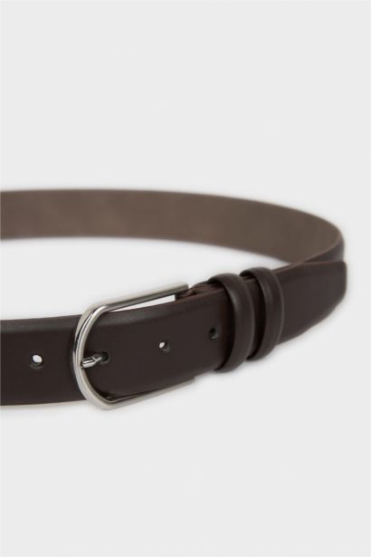 Erkek Dikdörtgen Toka Suni Deri Klasik Kemer