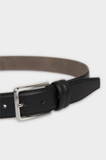 Erkek Dikdörtgen Toka Suni Deri Klasik Kemer