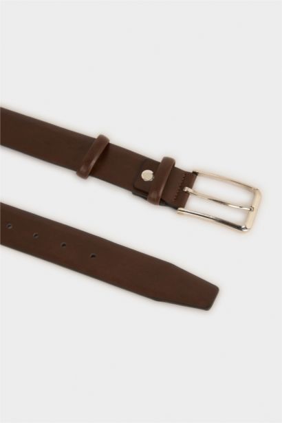 Erkek Dikdörtgen Toka Suni Deri Klasik Kemer