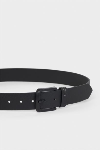 Erkek Dikdörtgen Toka Suni Deri Jean Kemeri