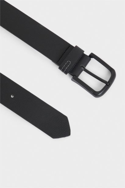 Erkek Dikdörtgen Toka Suni Deri Jean Kemeri