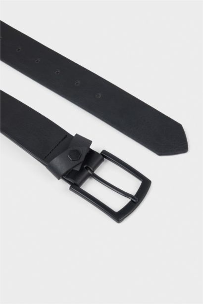 Erkek Dikdörtgen Toka Suni Deri Günlük Kemer