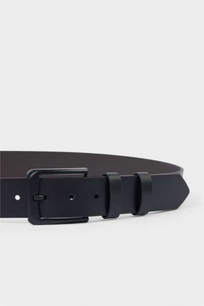 Erkek Dikdörtgen Toka Suni Deri Kemer