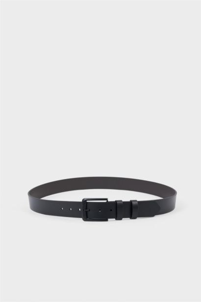 Man Rectangle Clasp Faux Leather