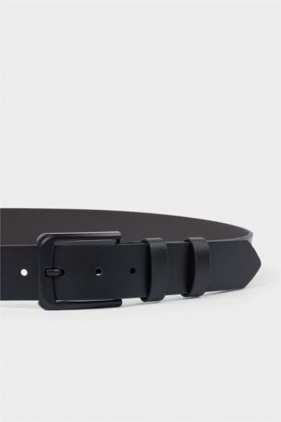 Man Rectangle Clasp Faux Leather