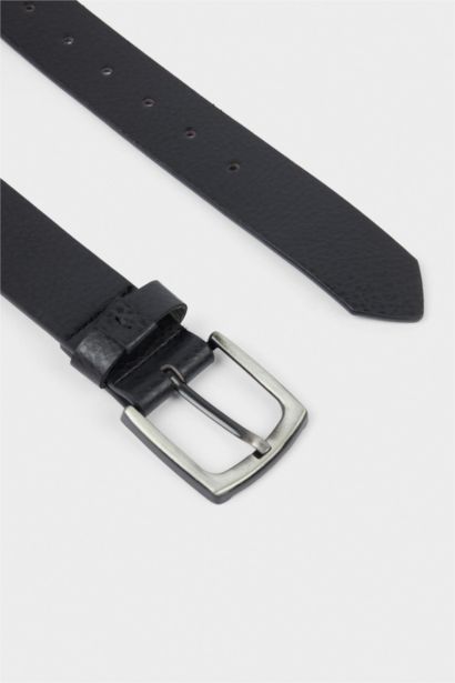 Erkek Dikdörtgen Toka Suni Deri Günlük Kemer