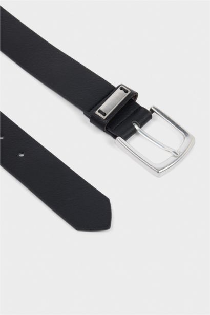 Erkek Dikdörtgen Toka Suni Deri Günlük Kemer