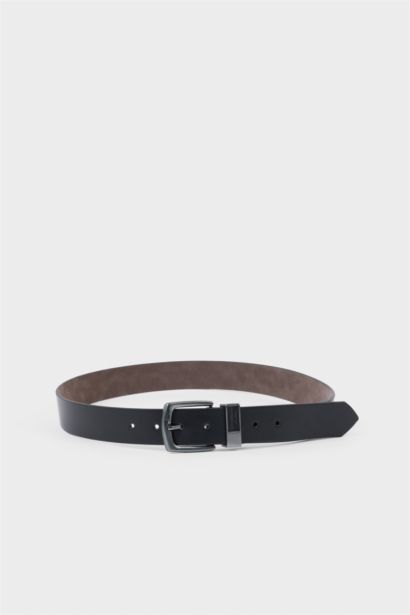 Erkek Dikdörtgen Toka Suni Deri Günlük Kemer