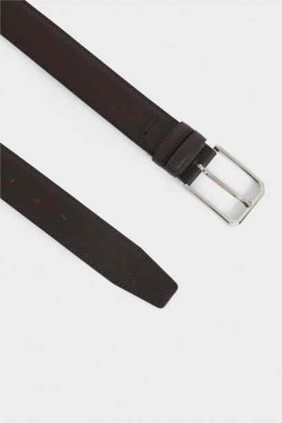 Erkek Dikdörtgen Toka Suni Deri Klasik Kemer