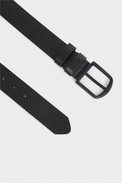 Erkek Dikdörtgen Toka Suni Deri Günlük Kemer