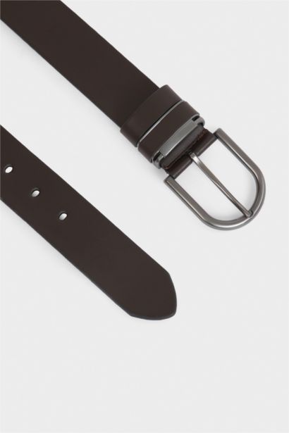 Erkek Dikdörtgen Toka Suni Deri Günlük Kemer