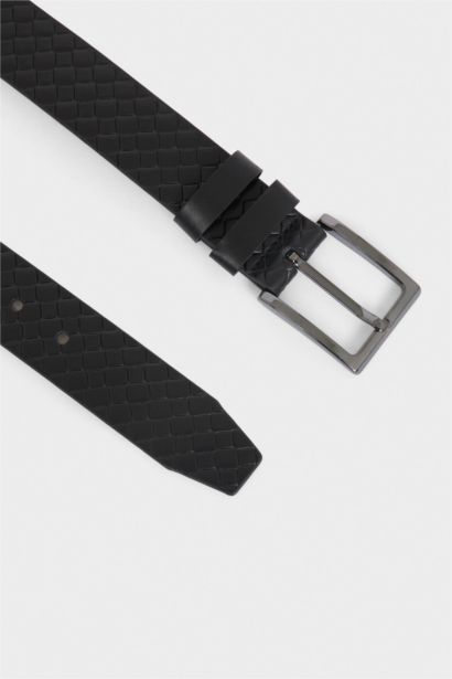 Erkek Dikdörtgen Toka Suni Deri Günlük Kemer