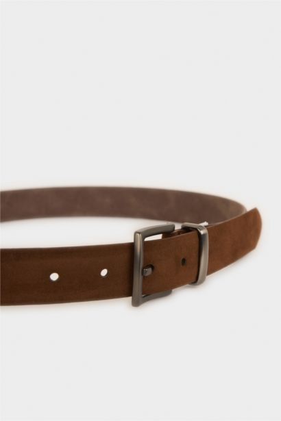 Erkek Dikdörtgen Toka Suni Deri Günlük Kemer