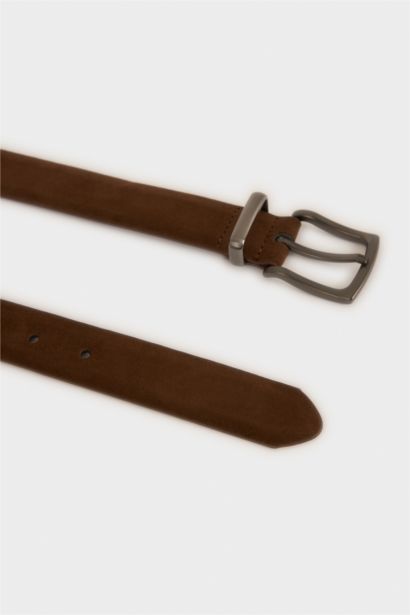 Erkek Dikdörtgen Toka Suni Deri Günlük Kemer