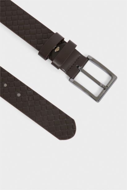 Erkek Dikdörtgen Toka Suni Deri Günlük Kemer